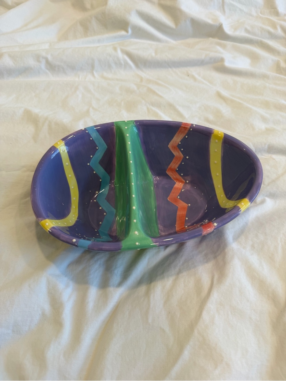 Colorful Divided Serving Dish Retro Style Snack Tray